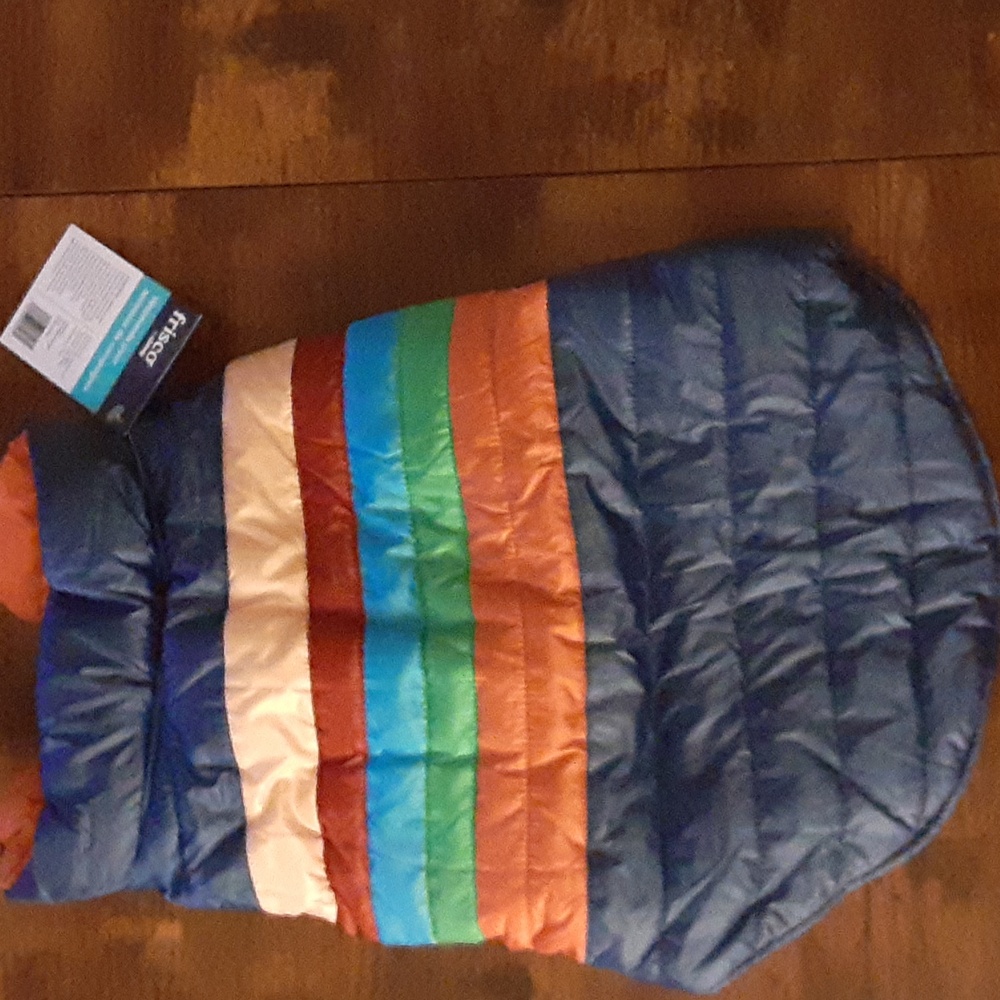 Frisco Lightweight Reversible Striped Packable Dog & Cat Puffer, Navy, Medium - Picture 11 of 11